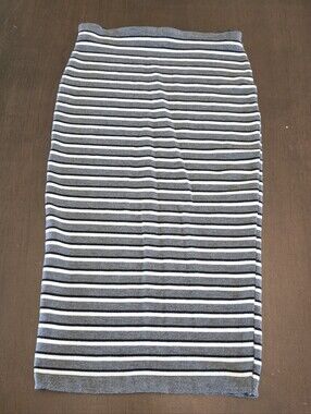 AMERICAN KNIT Horizontal Striped Midi Pencil Skirt